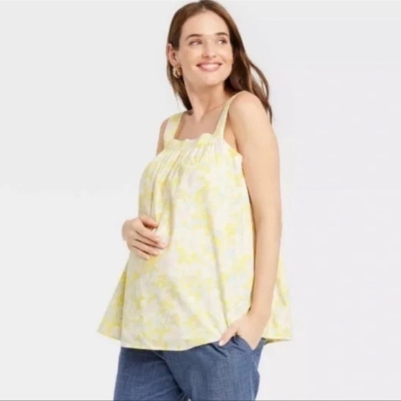 NWT The Nines by HATCH™ Cotton Maternity Tank Top Floral lined size medium - Picture 1 of 12